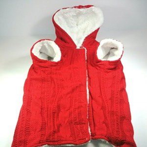 Huggle Hounds Cable Knit Dog Hoodie Jacket - Red
